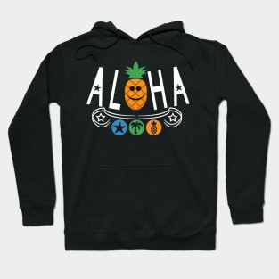 Aloha Pineapple Design, White Lettering Hoodie